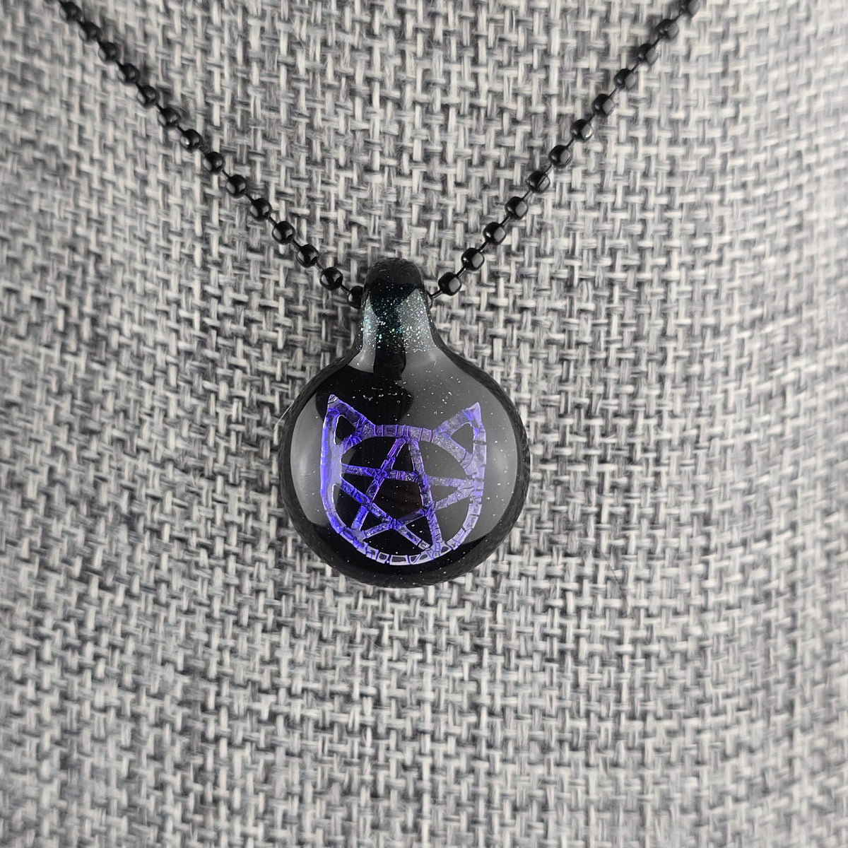 Purple Dichro Kitty Face Pentacle with HBL and Galaxy Black