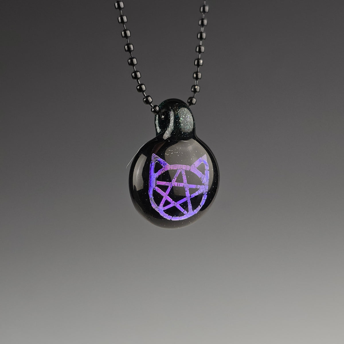 Purple Dichro Kitty Face Pentacle with HBL and Galaxy Black