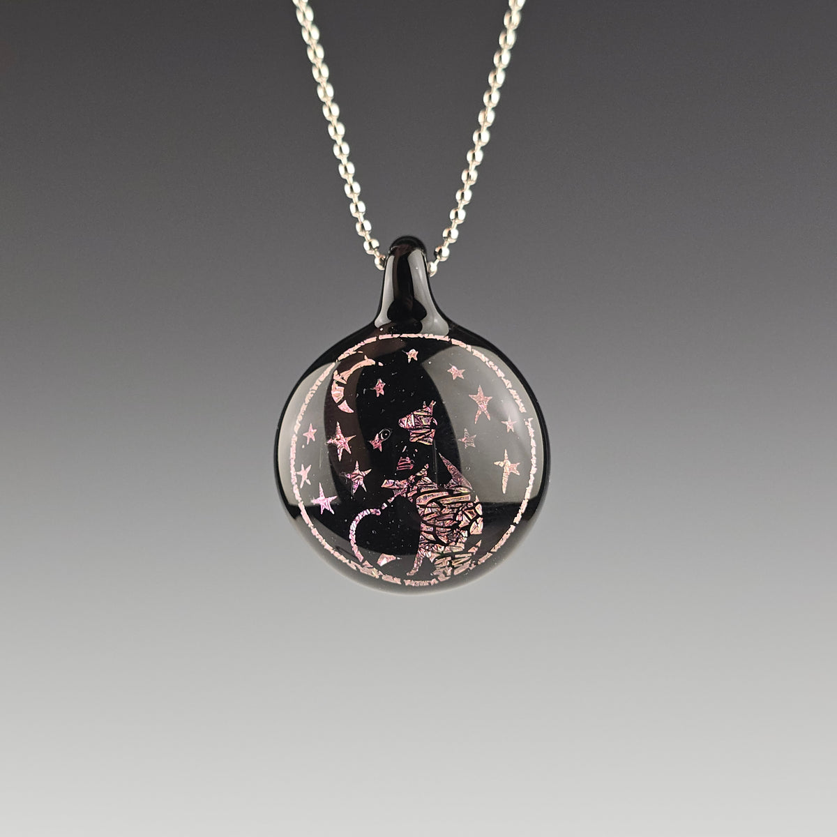 Large Pink Dichro: Moon & Stars Kitty