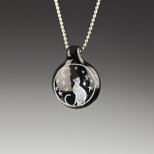 Medium Silver Dichro Moon & Stars: Galaxy Black