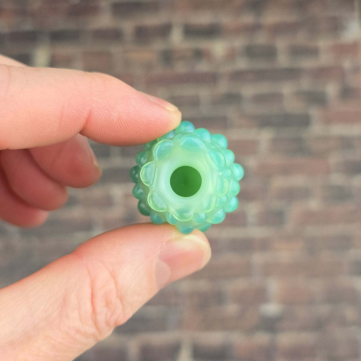 Jade Green Hobnail with Beaded Rim Whisker Vase