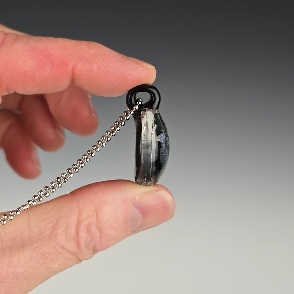 Medium Silver Dichro Moon & Stars: Galaxy Black
