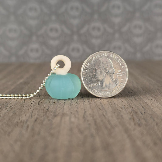 Pumpkin Pendant: Sea Glass Aqua & Natural White