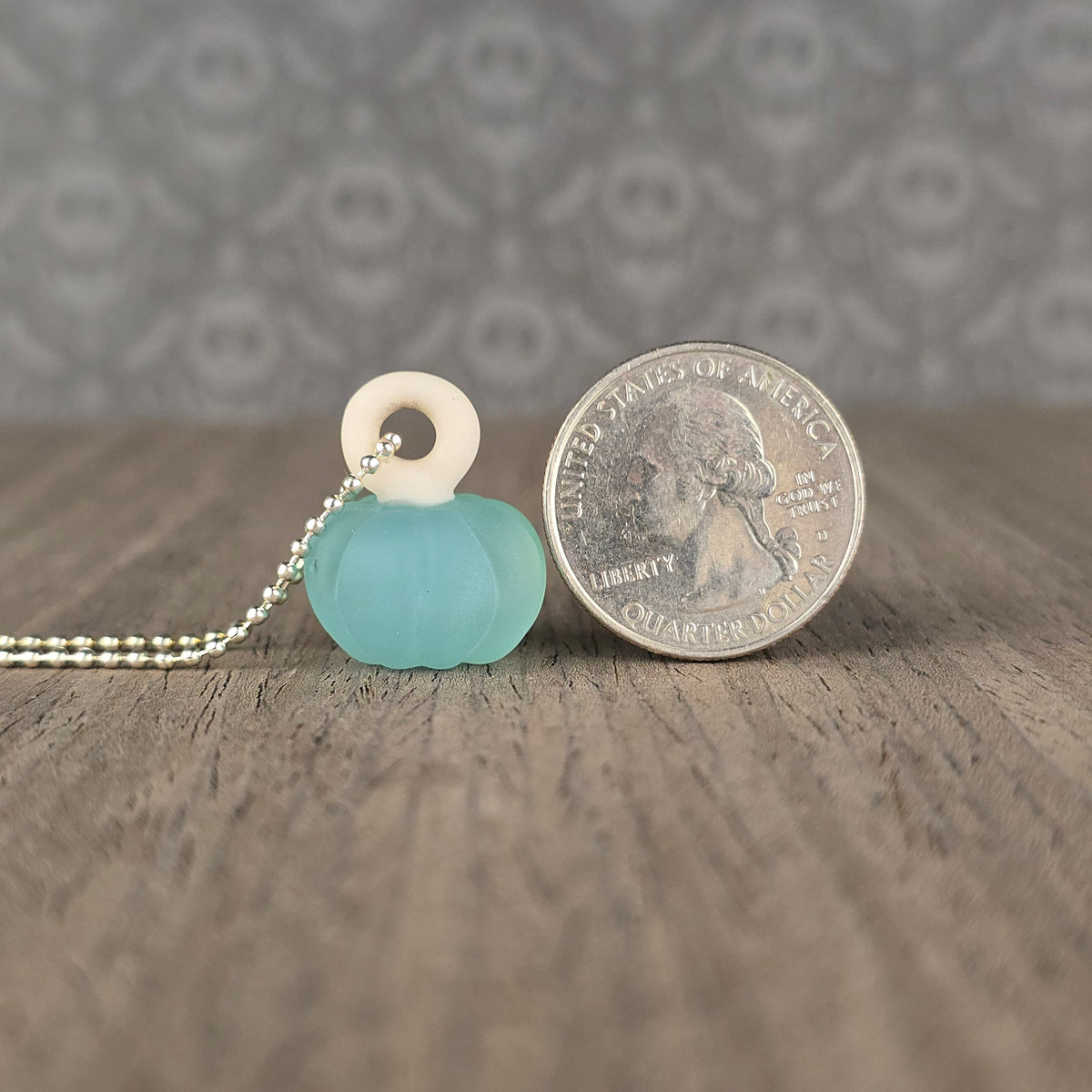 Pumpkin Pendant: Sea Glass Aqua & Natural White