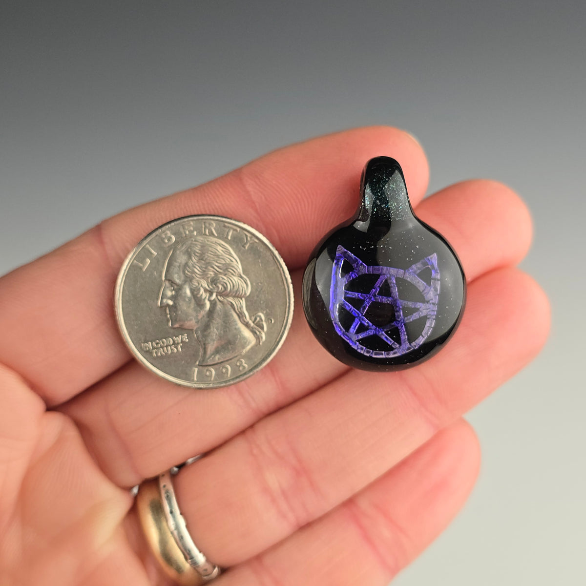 Purple Dichro Kitty Face Pentacle with HBL and Galaxy Black