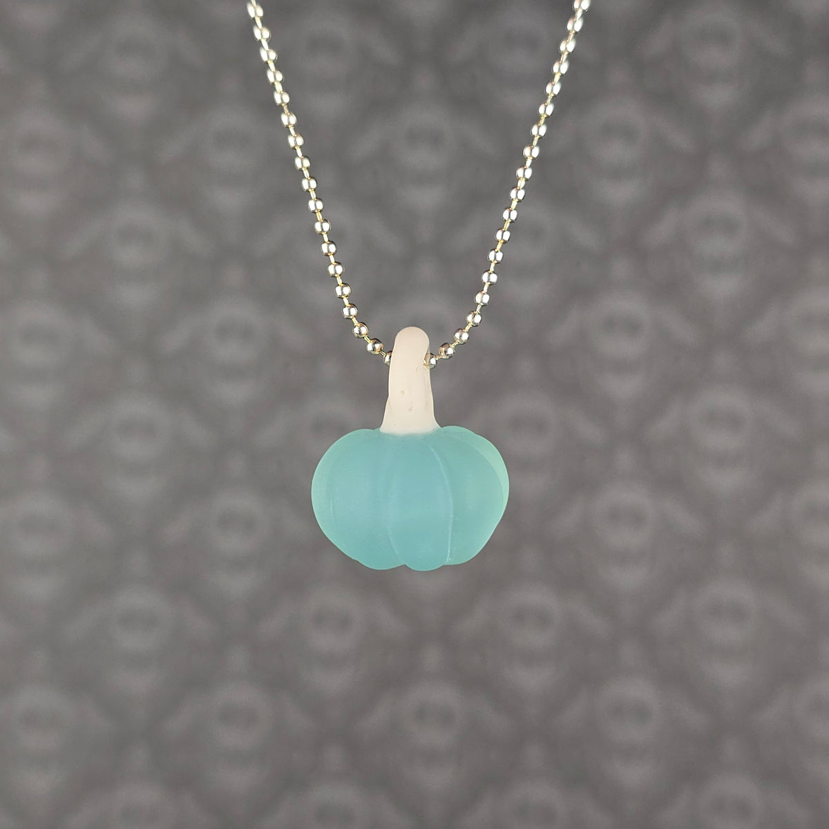 Pumpkin Pendant: Sea Glass Aqua & Natural White