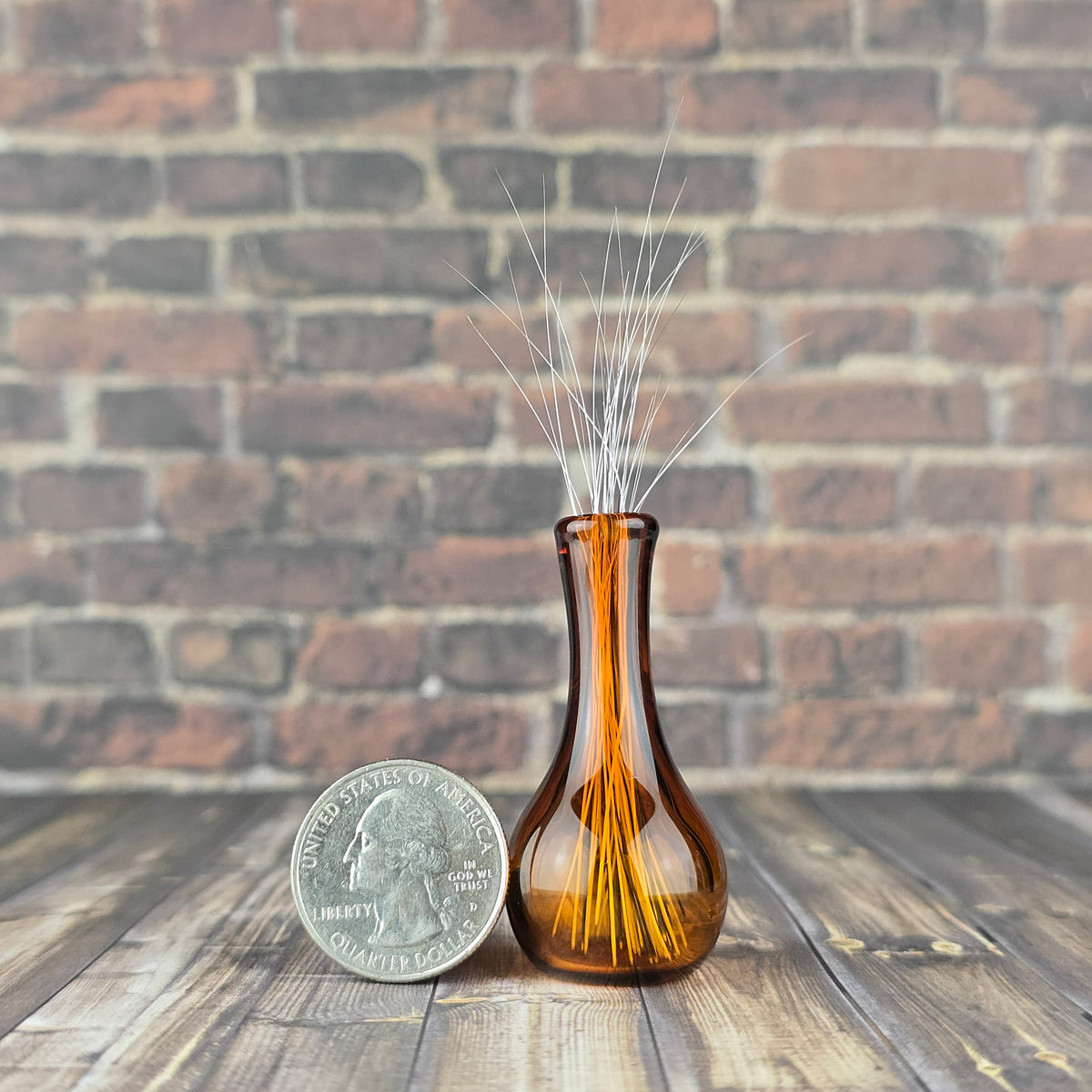 Tall Amber Whisker Vase #1