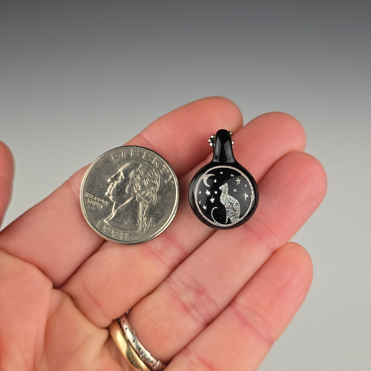 Mini Silver Dichro Moon & Stars on Galaxy