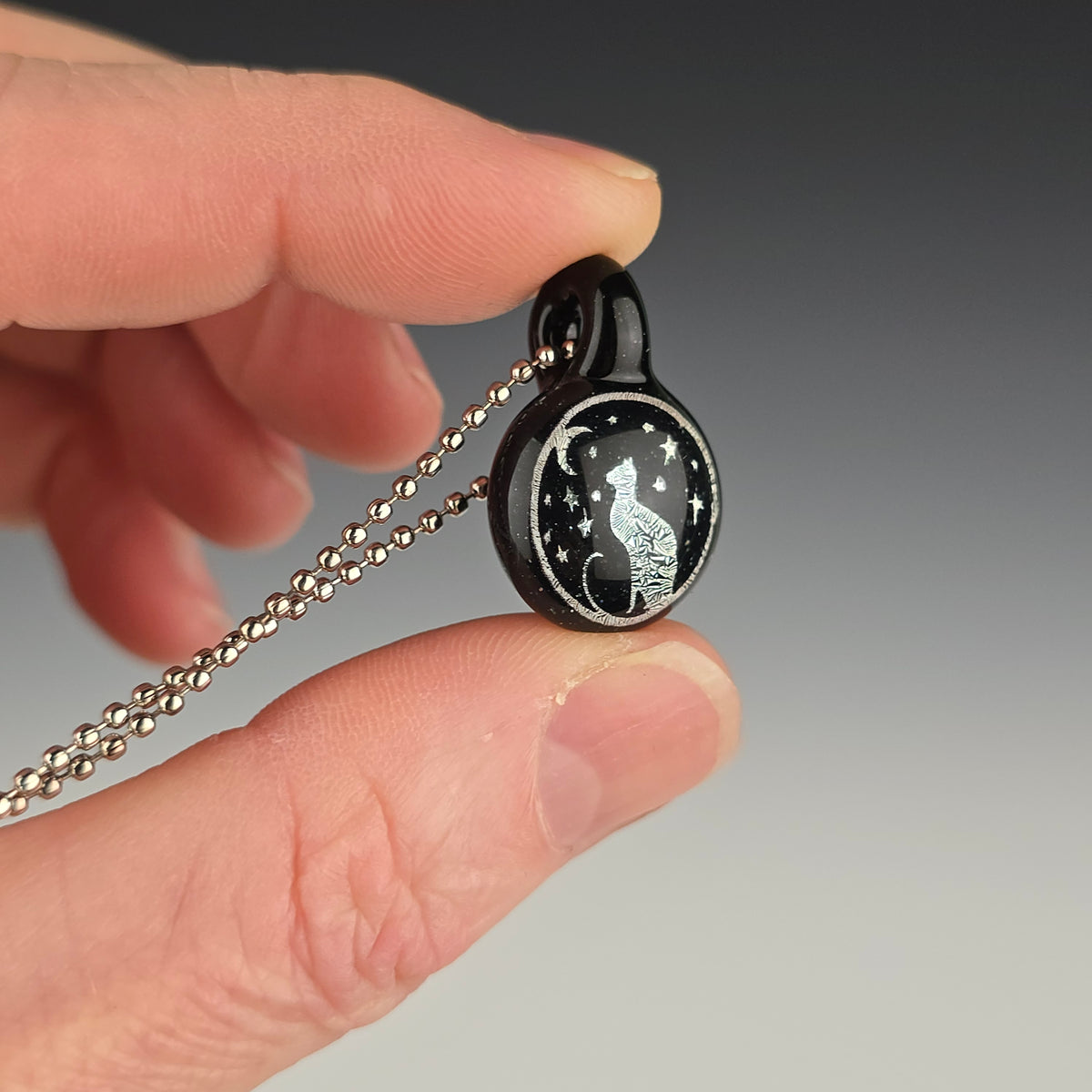 Mini Silver Dichro Moon & Stars on Galaxy