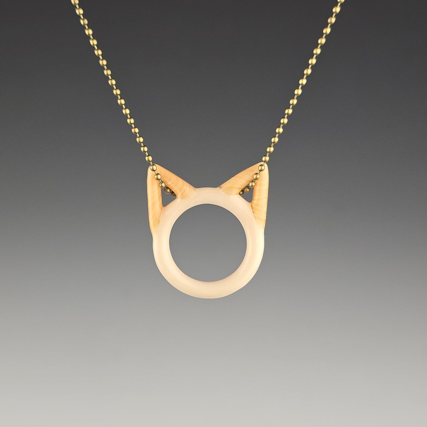 Flame Point Siamese Glass cat head necklace