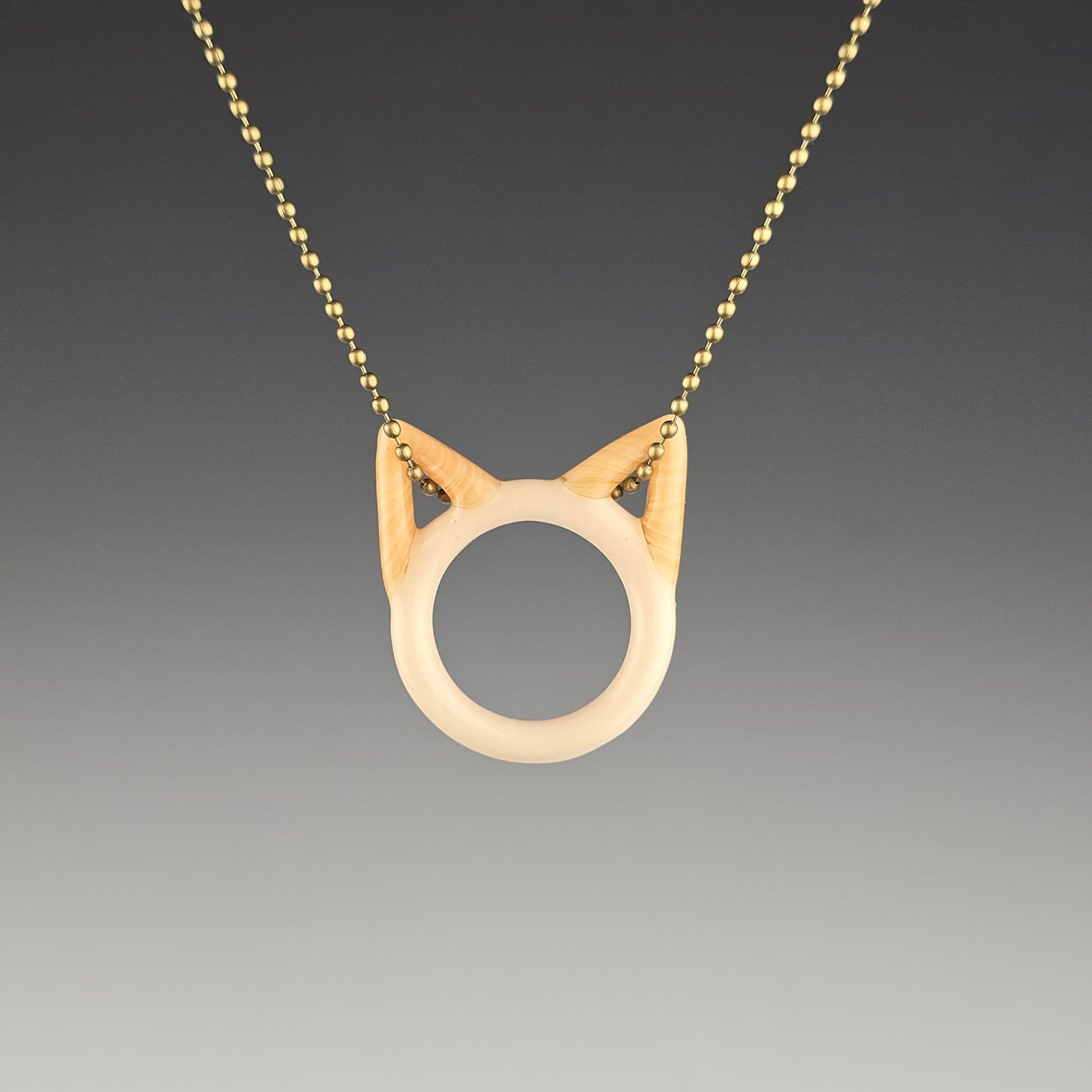 Flame Point Siamese Glass cat head necklace