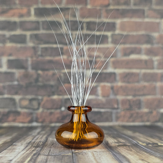 miniature glass amber whisker vase