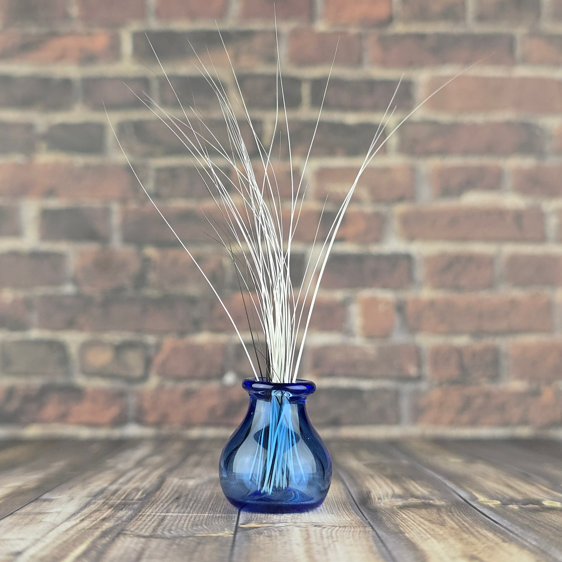 miniature cobalt blue whisker vase