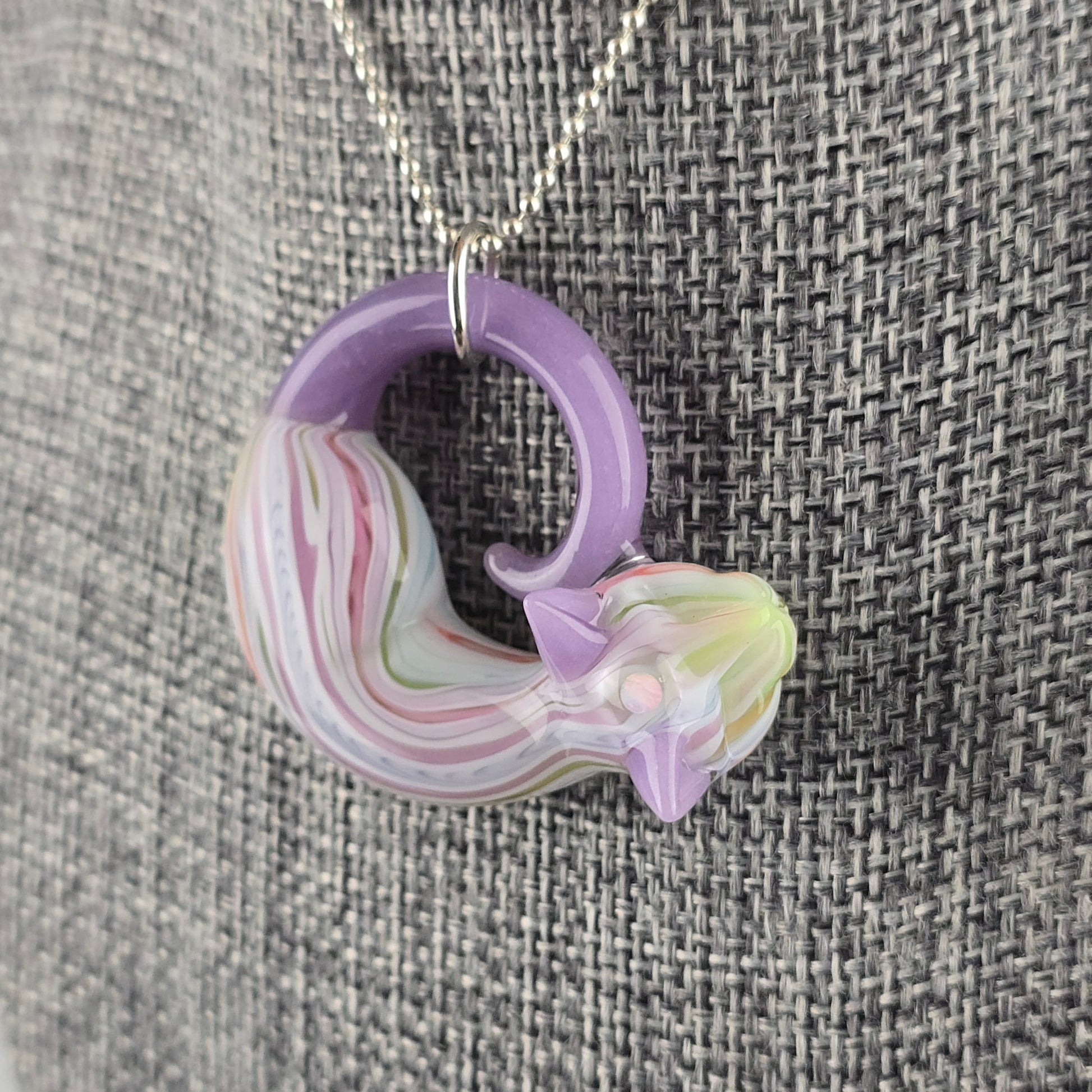 Trip A Ashley Austin Coogi pattern glass sleeping kitty pendant collab with Spiller Woods