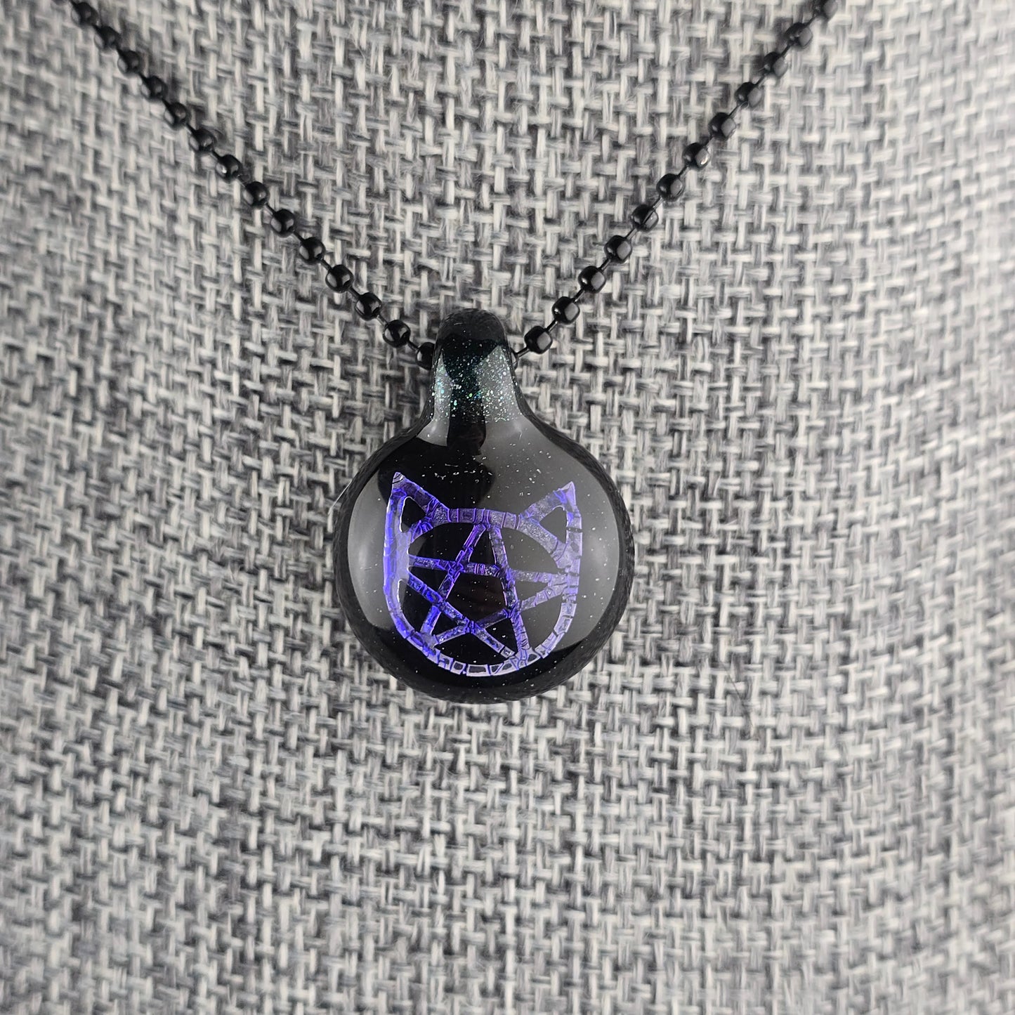 Purple Dichro Kitty Face Pentacle with HBL and Galaxy Black