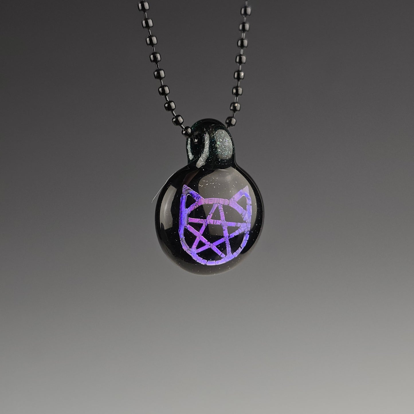 Purple Dichro Kitty Face Pentacle with HBL and Galaxy Black
