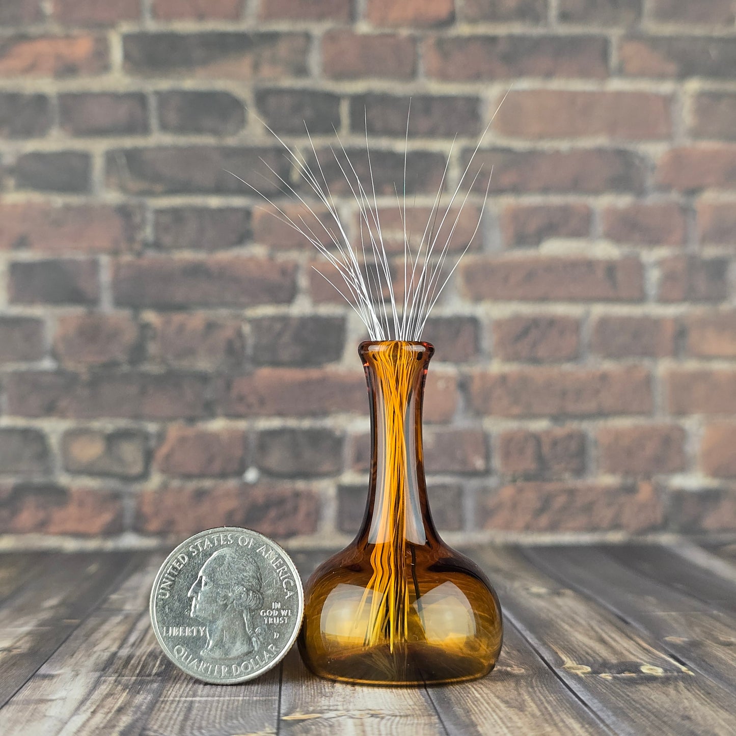 Tall Amber Whisker Vase #2