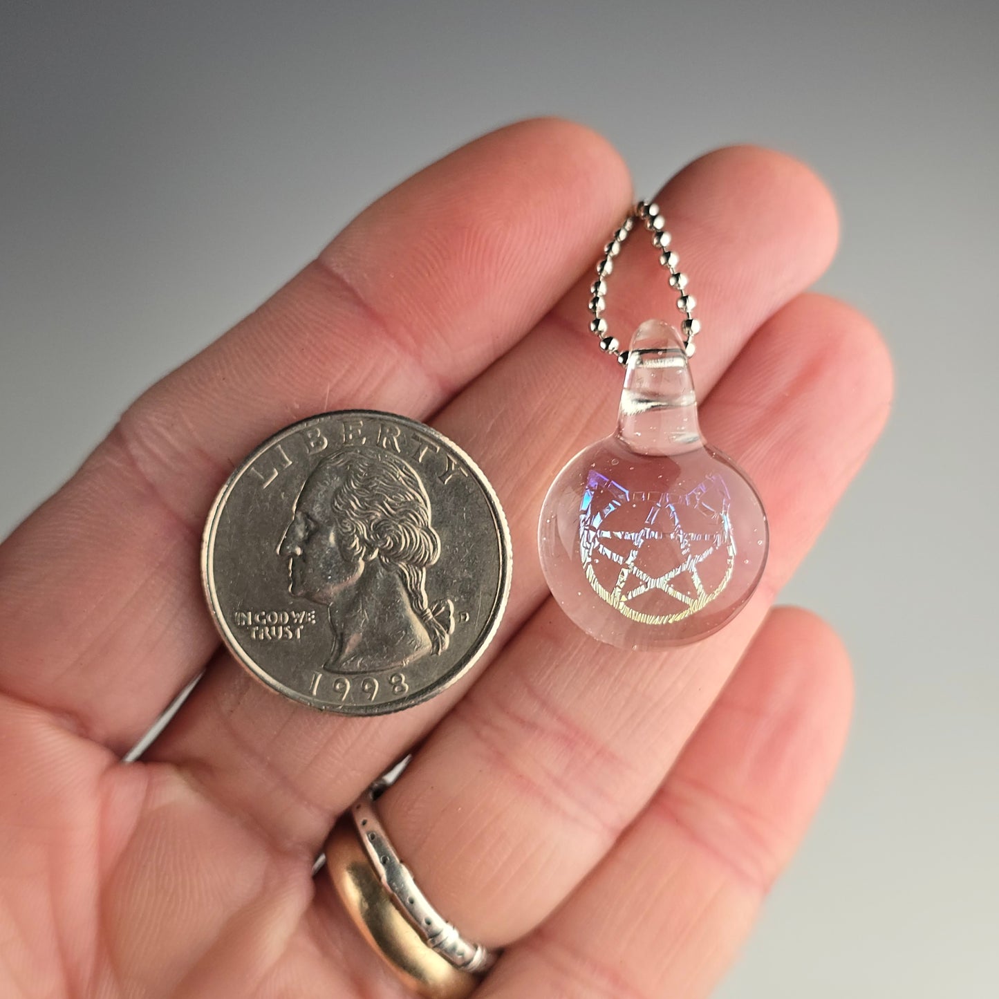 Mini Rainbow Dichro Kitty Face Pentacle: UV Lucy