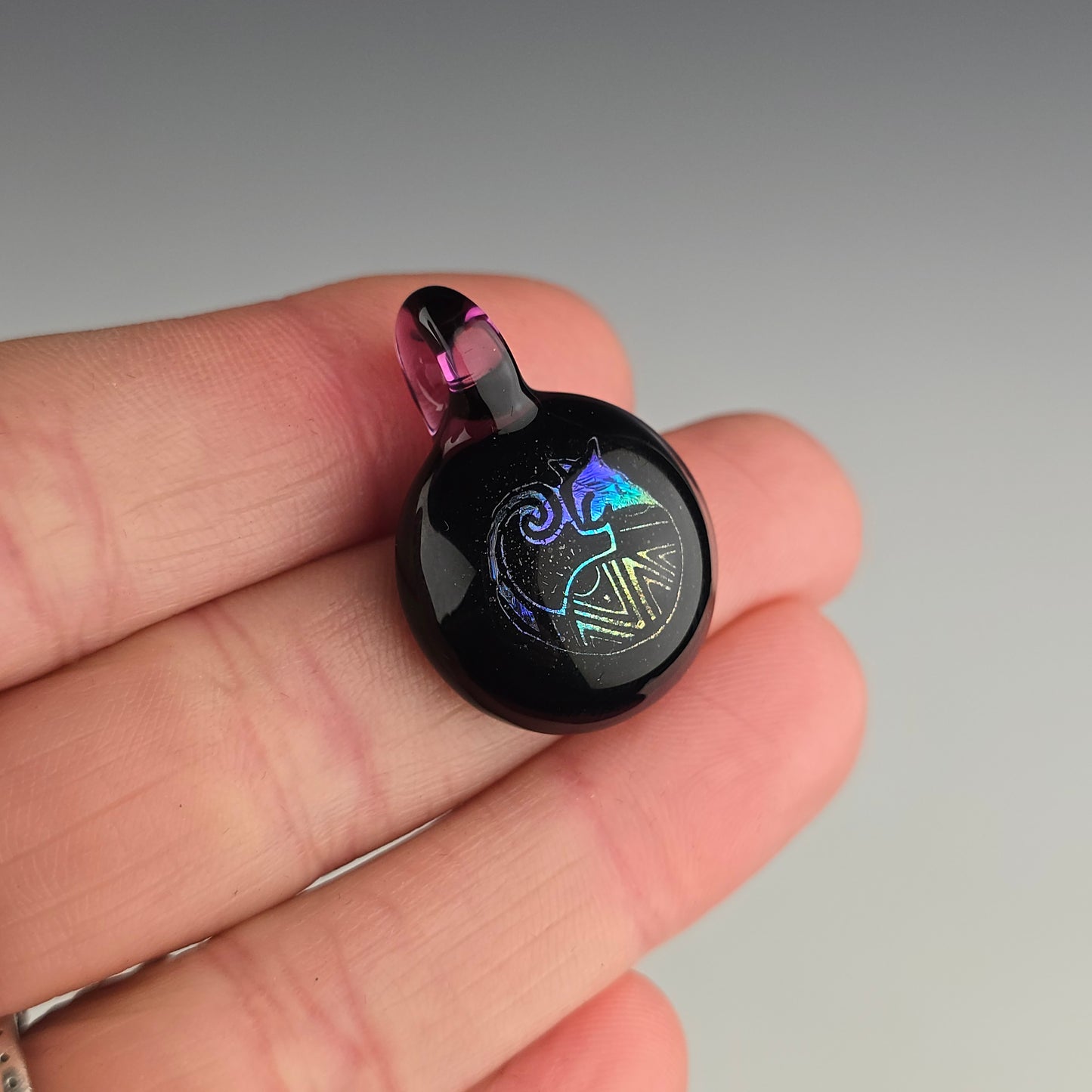 Rainbow Dichro Aztec Kitty: Galaxy & Gold Amethyst