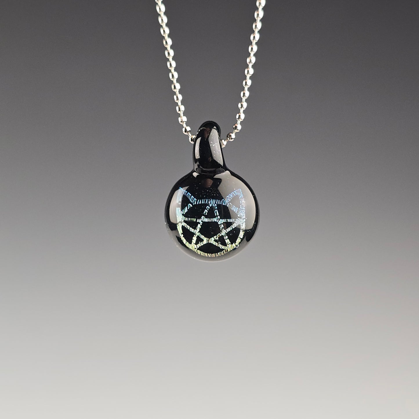 Mini Blue to Gold fade Dichro Kitty Face Pentacle: Galaxy Black