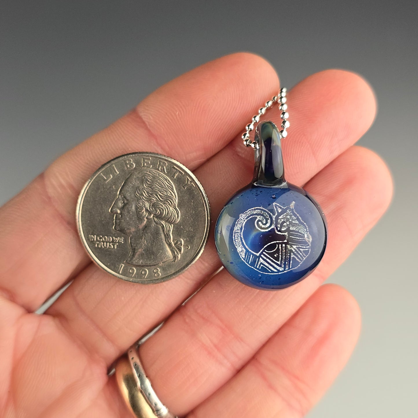 Mini Silver Dichro Aztec: Blue Green