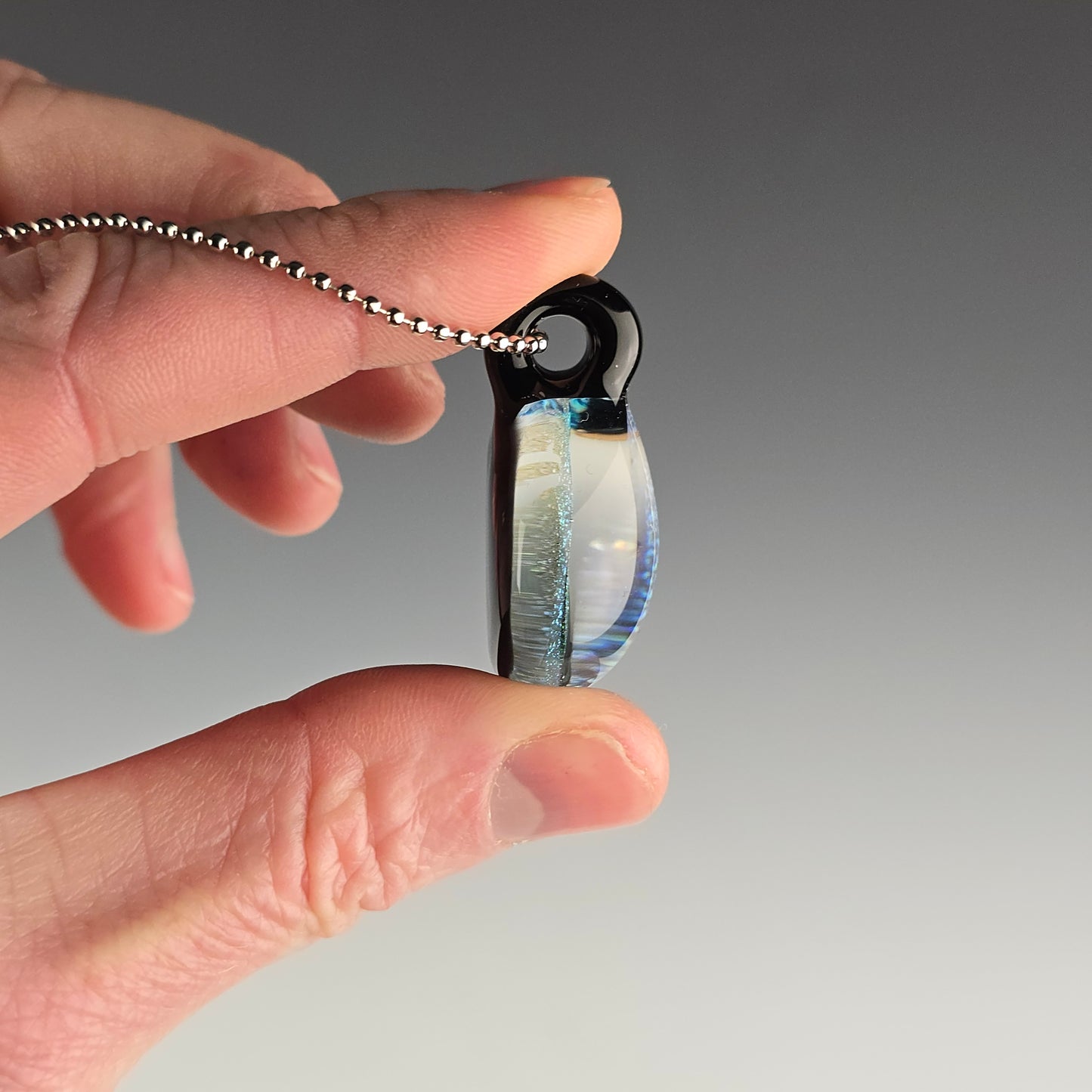 Large Teal Green Dichro: Sleeping Kitty