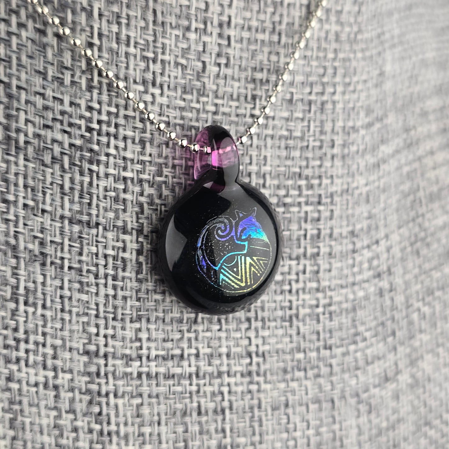 Rainbow Dichro Aztec Kitty: Galaxy & Gold Amethyst