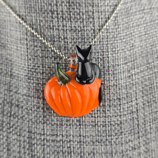 Galaxy & Lava Pumpkin Loaf (Green Stem) Pendant