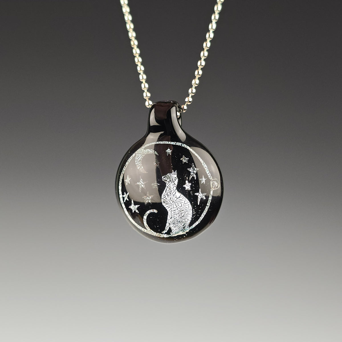 Medium Silver Dichro Moon & Stars: Galaxy Black