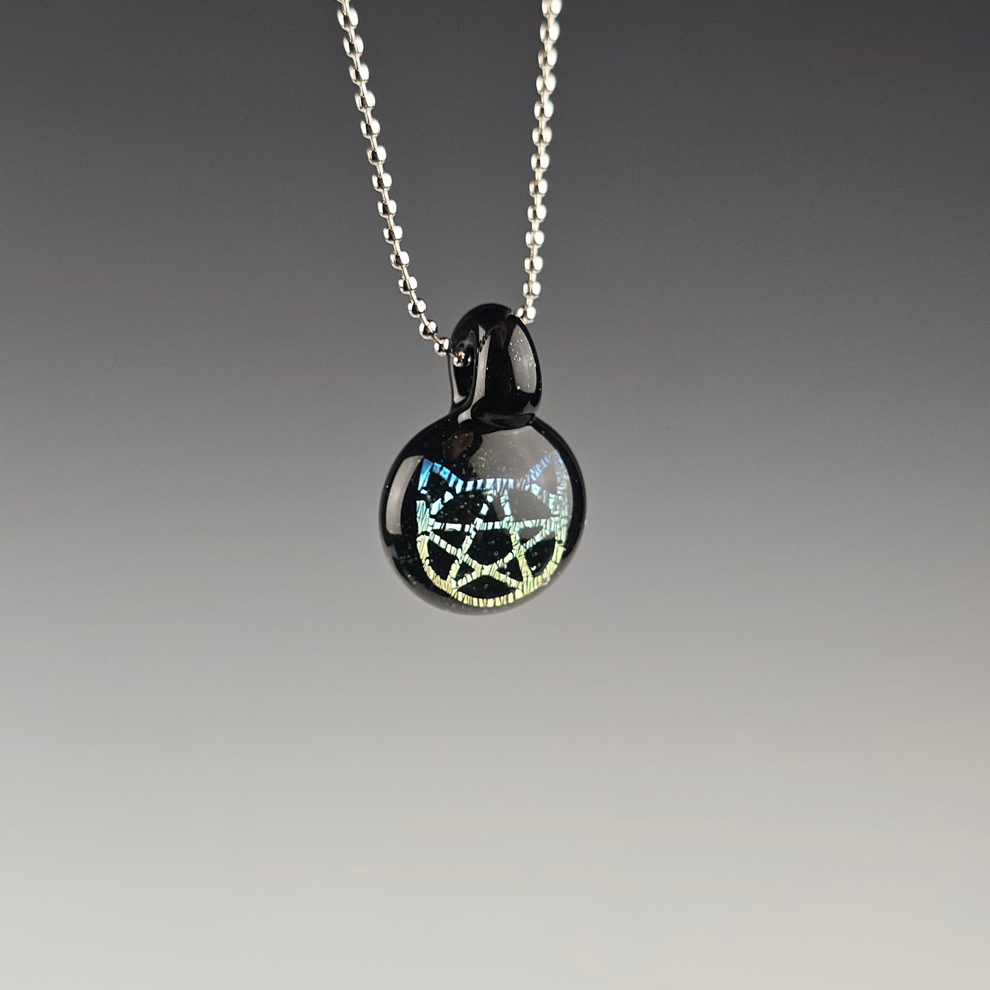 Mini Blue to Gold fade Dichro Kitty Face Pentacle: Galaxy Black