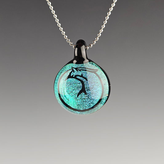 Large Teal Green Dichro: Sleeping Kitty