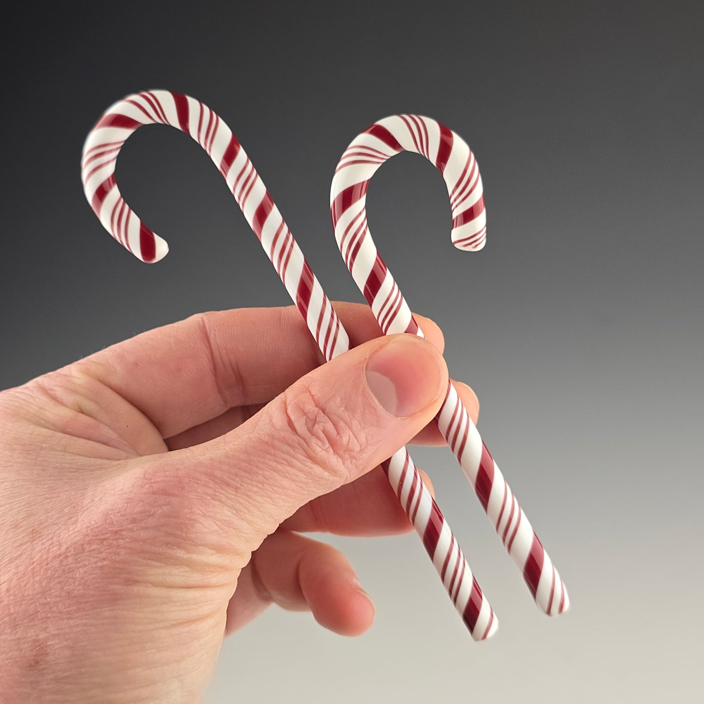 Glass Candy Cane Ornament: Classic Red & White