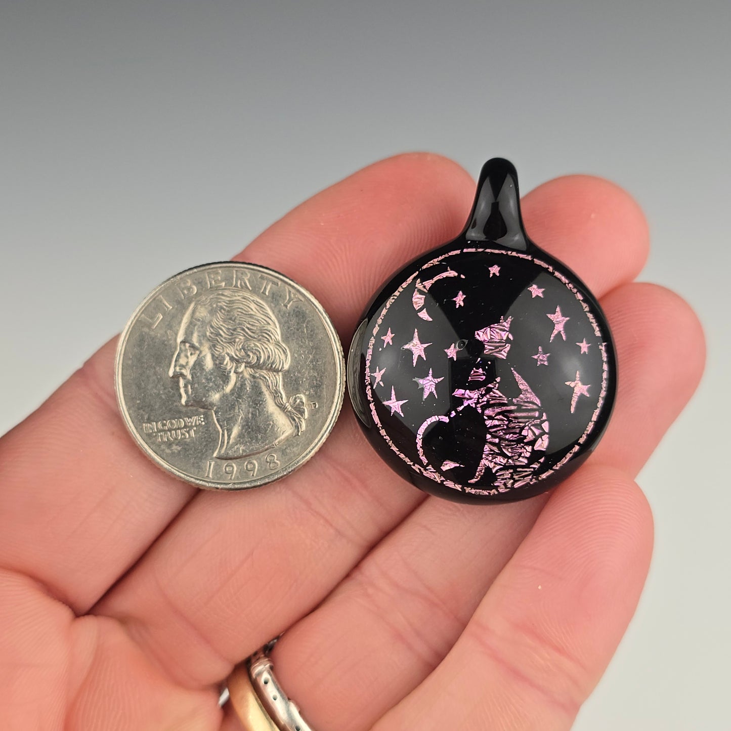 Large Pink Dichro: Moon & Stars Kitty