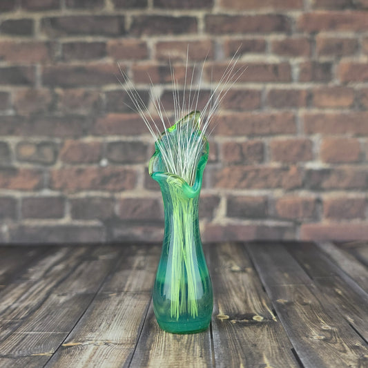 Tall Green Whisker Vase with UV accent