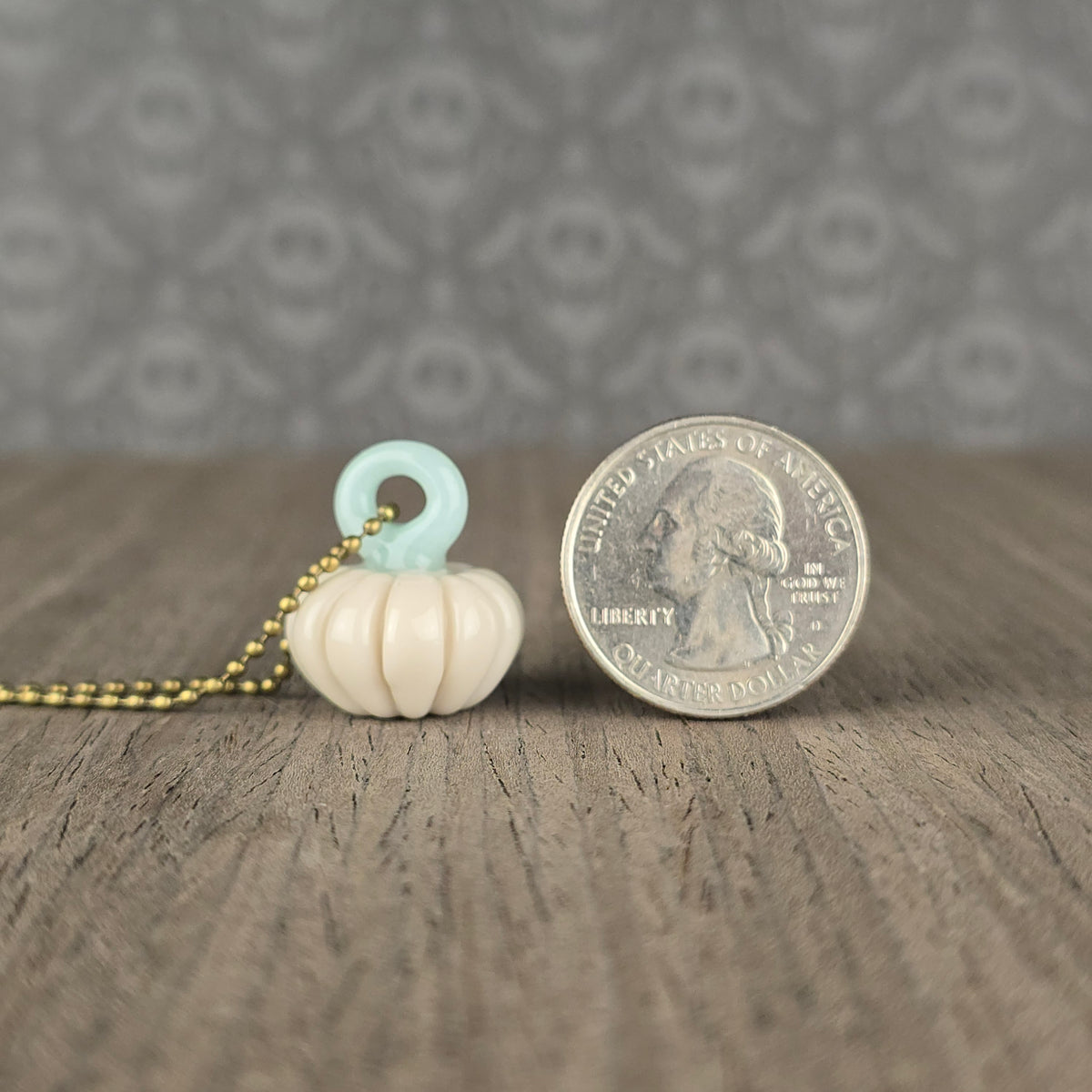 Pumpkin Pendant: Natural White & Mint
