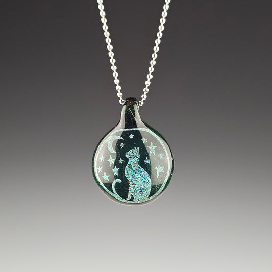 Medium Green Dichro Moon & Stars: Galaxy Black