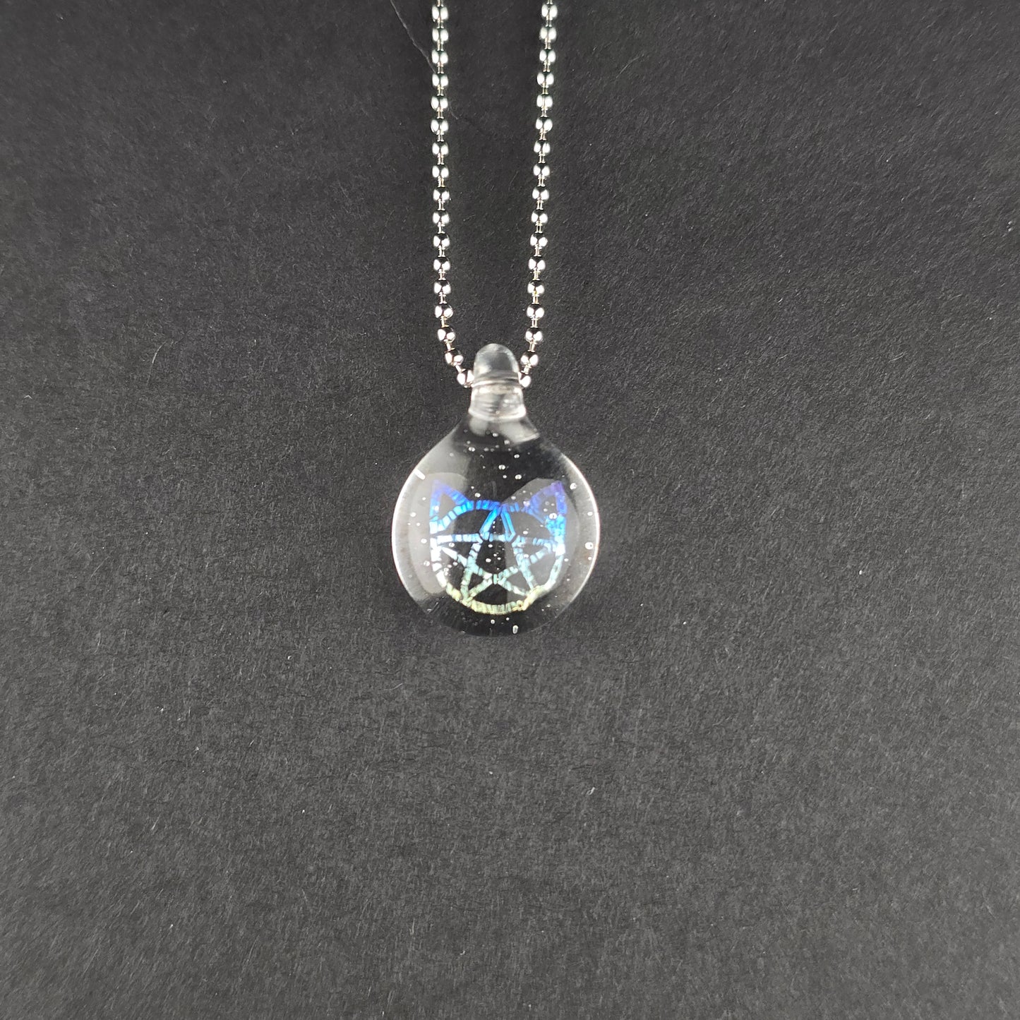 Mini Rainbow Dichro Kitty Face Pentacle: UV Lucy - Impurrrfect