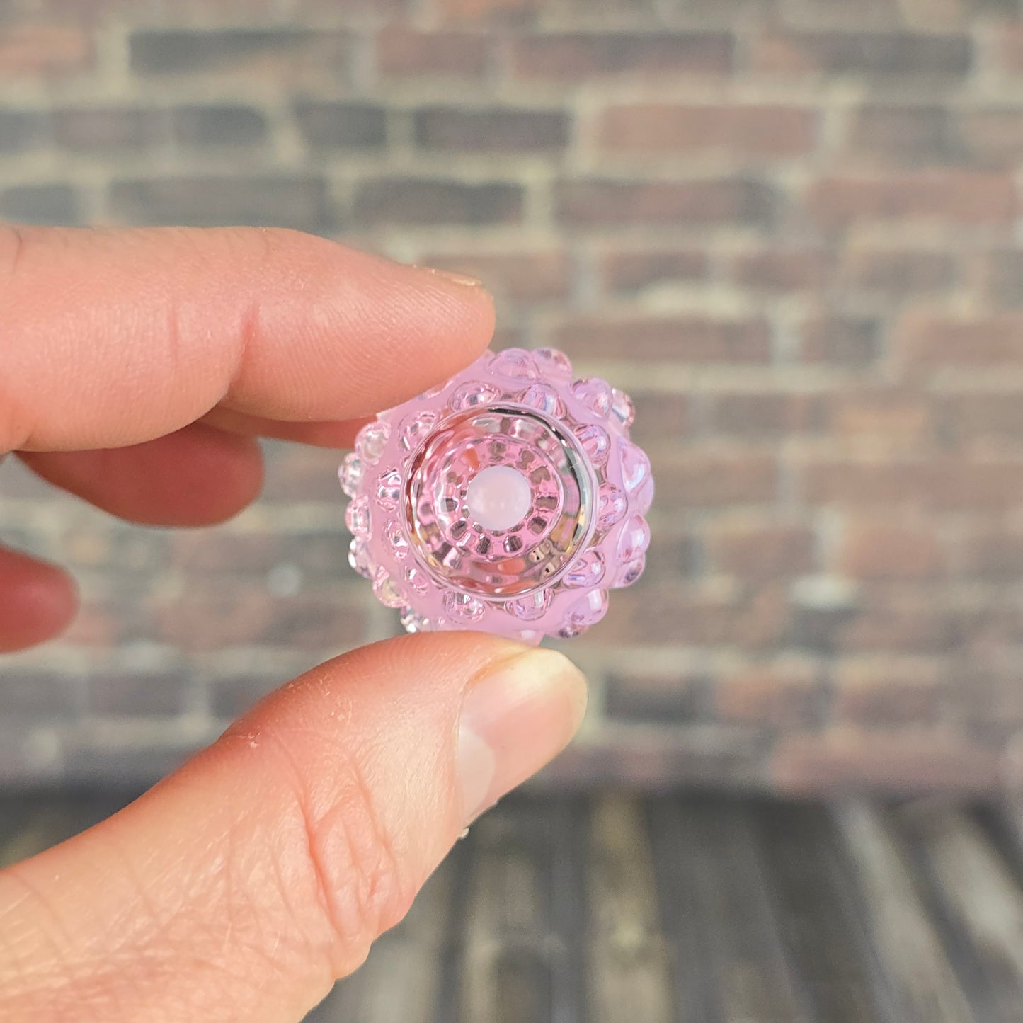 Pink & Opal Footed Hobnail Vase