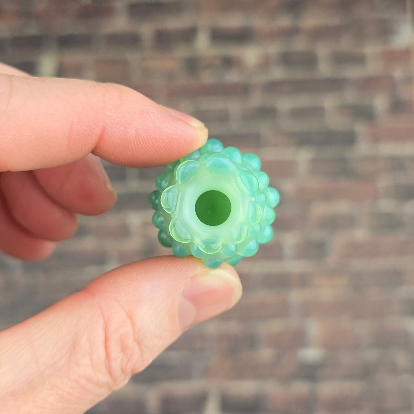 Jade Green Hobnail with Beaded Rim Whisker Vase