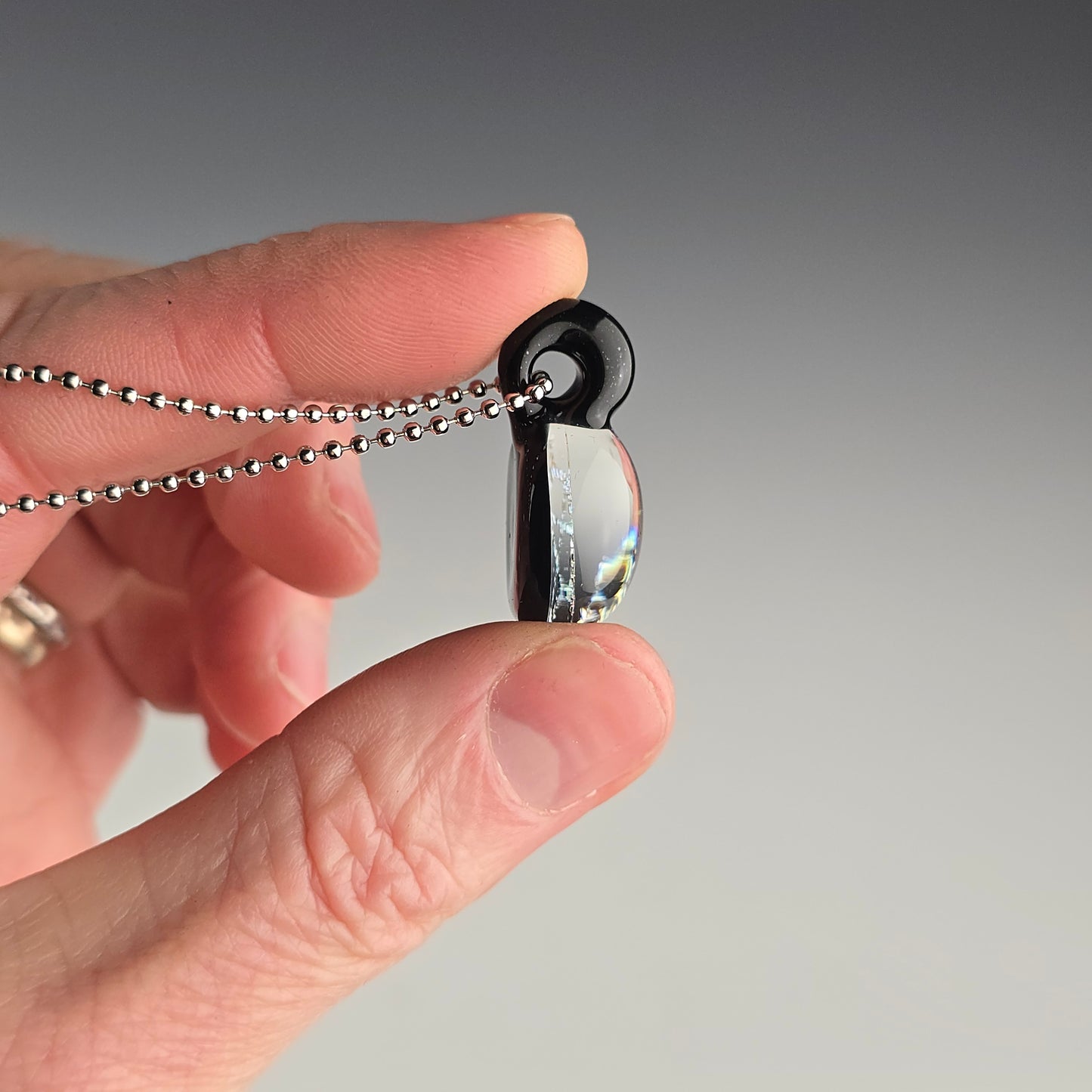 Mini Blue to Gold fade Dichro Kitty Face Pentacle: Galaxy Black