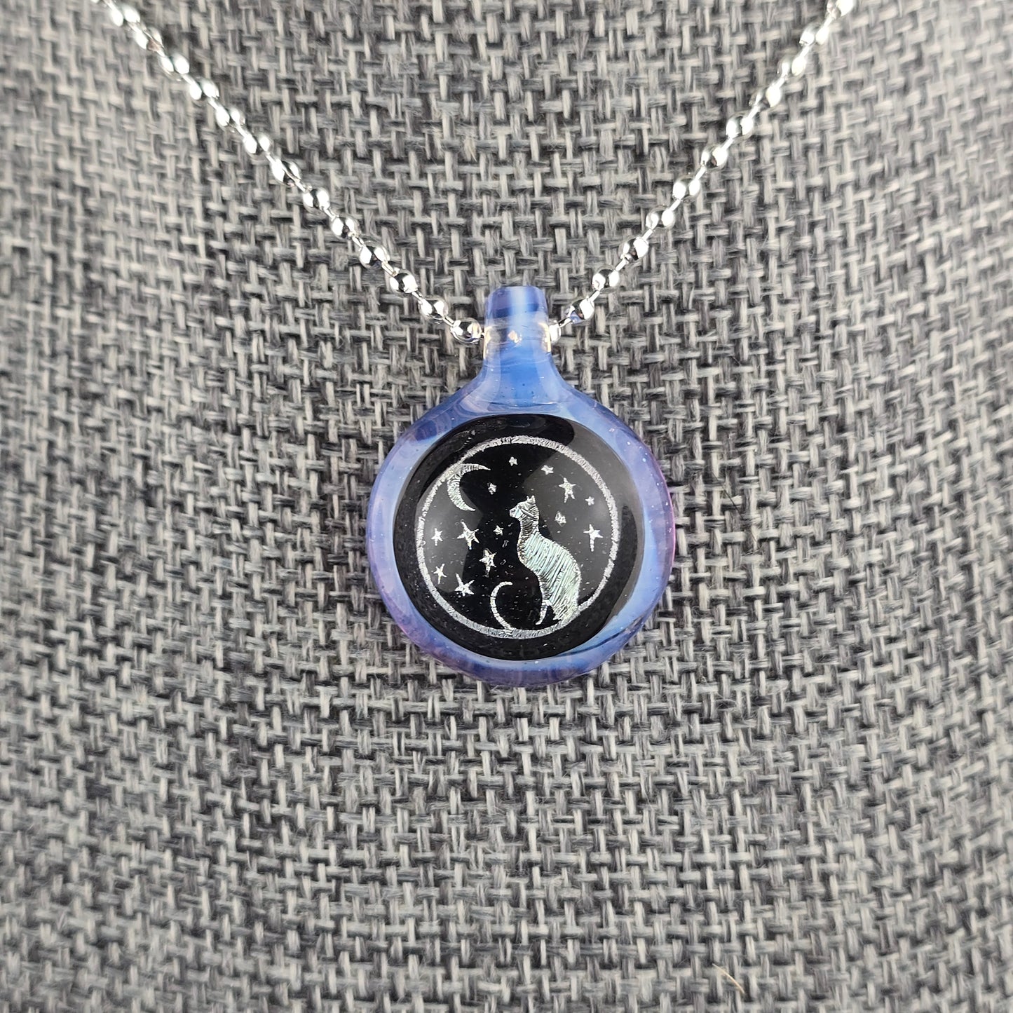 Silver Dichro Moon & Stars Kitty with Pink Slyme Frame