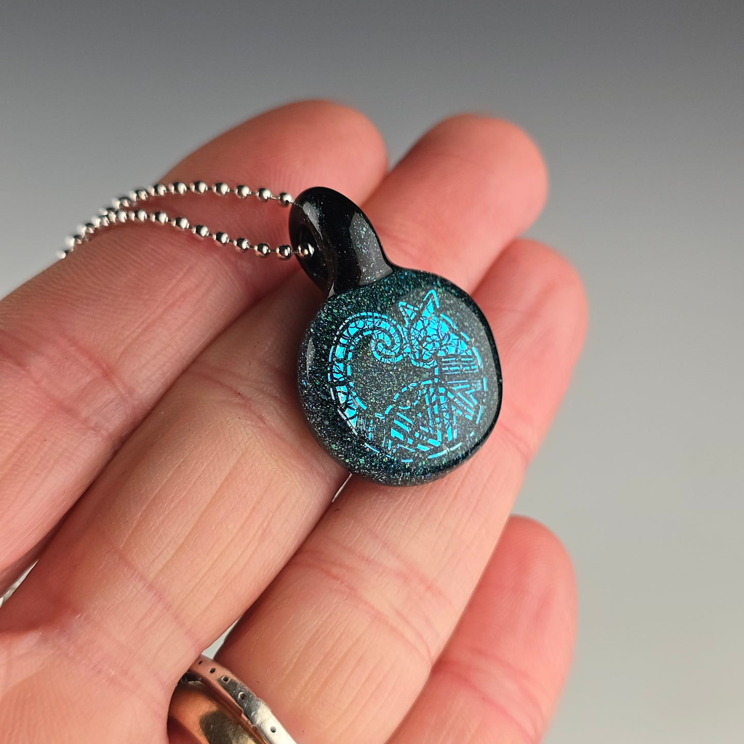 Mini Blue Dichro Aztec Kitty: HBL - Impurrrfect