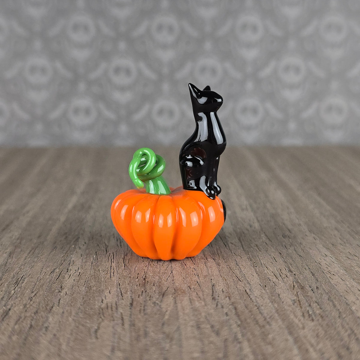 Lava Pumpkin & Sitting Kitty Sculpture