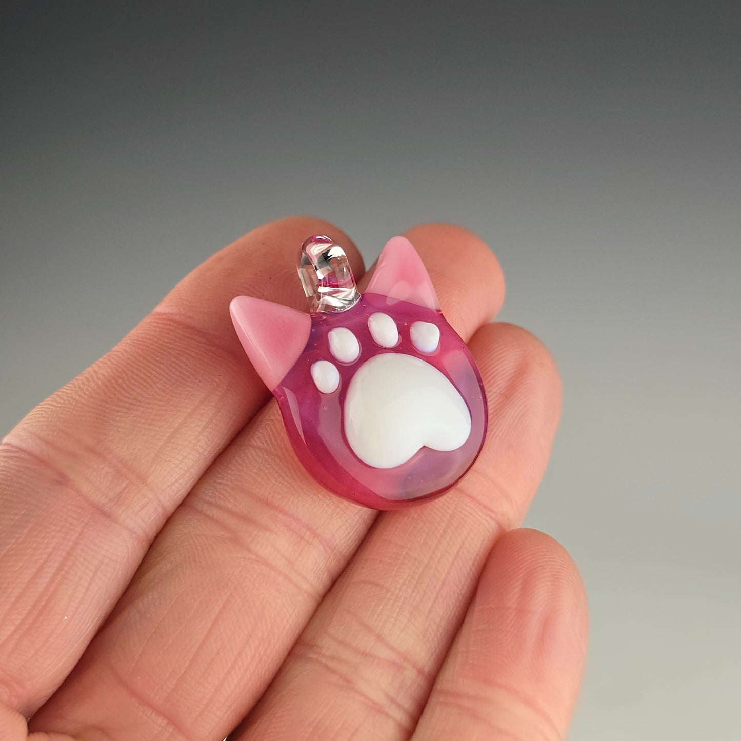 Pink Siames Paw Print Kitty Face