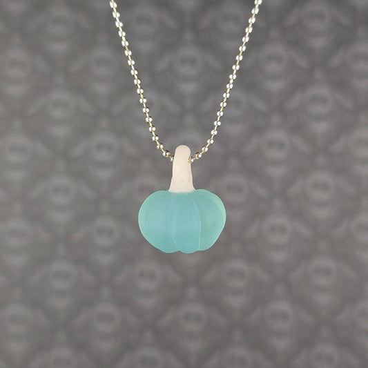 Pumpkin Pendant: Sea Glass Aqua & Natural White