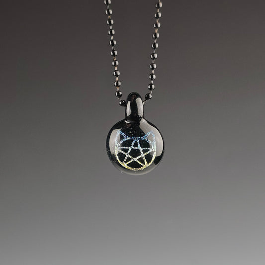Mini Blue Gold Dichro Kitty Face Pentacle: Galaxy Black
