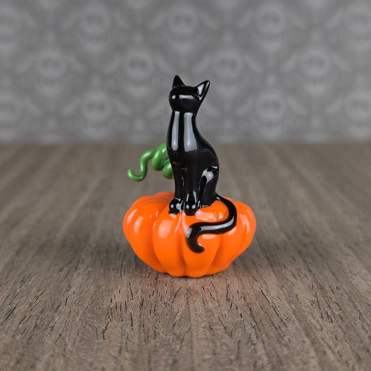 Lava Pumpkin & Sitting Kitty Sculpture