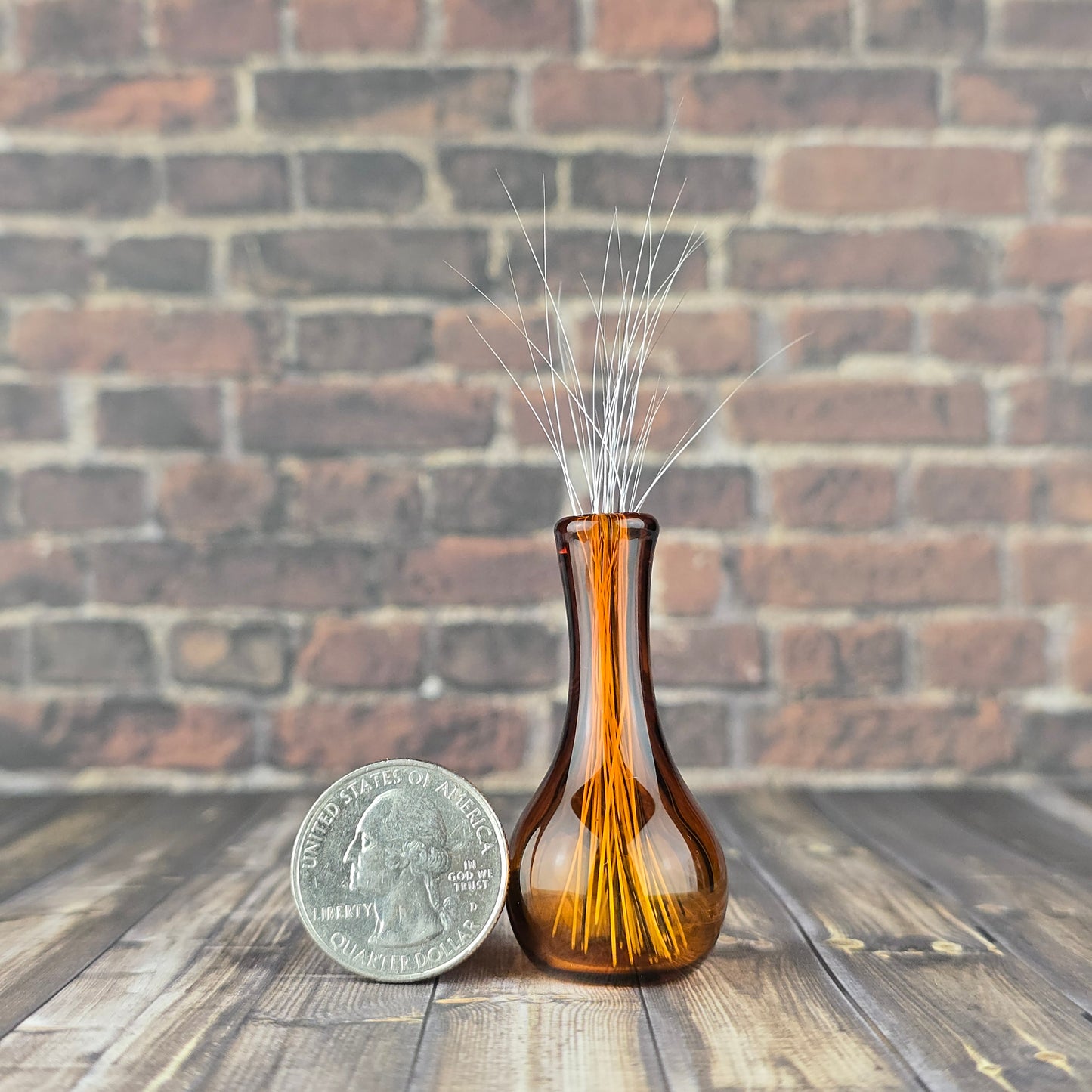 Tall Amber Whisker Vase #1
