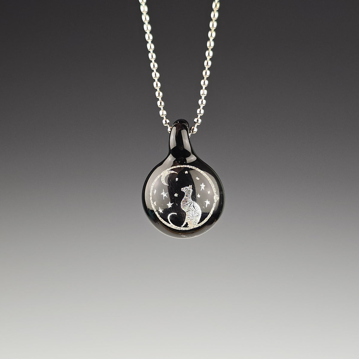 Mini Silver Dichro Moon & Stars on Galaxy Black