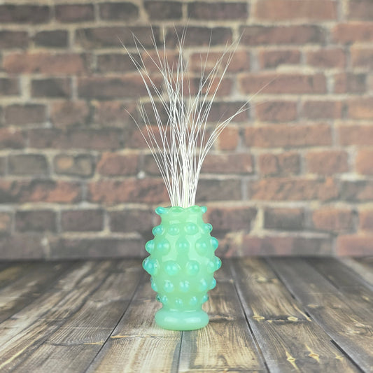 Jade Green Hobnail with Beaded Rim Whisker Vase